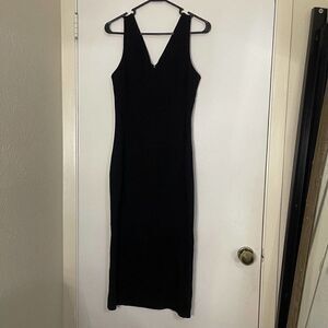 Dolce & gabbana wool black knit sleeveless vneck midi dress size US 6